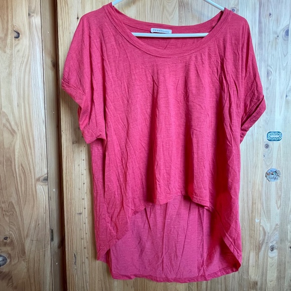 FRESH LAUNDRY High Low Summer Blouse Top Tomato Red S/S Tee Size Small - Picture 1 of 5